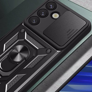 Hybrid Armor Camshield with Camera Cover and Metal Ring jaoks Samsung Galaxy S25 - must