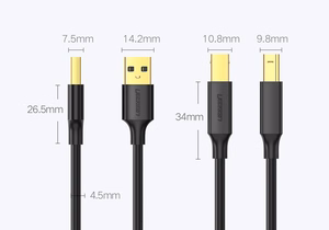 Ugreen USB Type B printerikaabel (pistik) - USB 2.0 (pistik) 480 Mbps 1.5 m must (US135 10350)