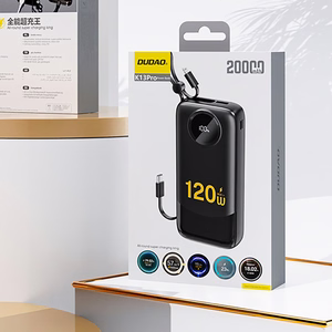 Dudao K13 10000mAh Powerbank sisseehitatud kaabliga - must