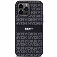 DKNY Leather Mono Stripe & Metal Logo ümbris jaoks iPhone 14 Pro - must