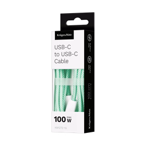 Krüger&Matz Basic USB-C–USB-C kaabel, 100 W, 1 m, roheline