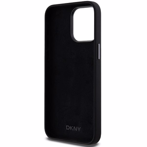 DKNY Liquid Silicone Metal Logo iPhone 15 Pro Ümbris - Must