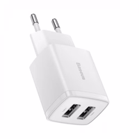 Laadija Baseus "Compact" valge 10.5W (2xUSB)