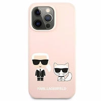 Karl Lagerfeldi silikoonist Ikonik Karl&Choupette MagSafe ümbris iPhone 13 Pro Max'ile - heleroosa