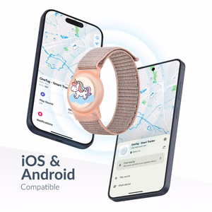 Beeep OneTag otsinguseade laste Velcro-kinnitusega käepaelaga, Unicorn, Apple Find My / Android