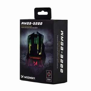 Wozinsky WMGB-3200 Juhtmevaba Optical Gaming Mouse with Built-in Rechargeable Battery 3200 DPI with RGB Lighting - Must