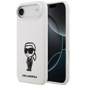 KARL LAGERFELD ümbris jaoks IPHONE 17 Air compatible with MagSafe KLHMP17MSKIGROH (Silicone W/ KL Sketch & Logo) valge