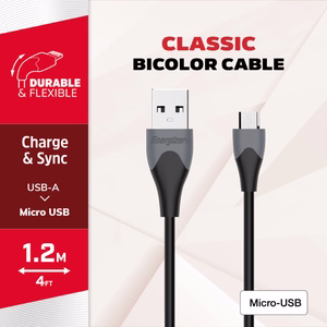 Energizer Classic C610MGBK USB-A–Micro-USB laadimis- ja andmekaabel, 1,2 m, must