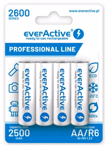 Laetavad akud everActive Ni-MH R6 AA 2600 mAh Professional Line