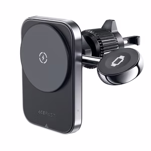 Acefast D18 car hoidja koos MagSafe / Qi induktiivne laadija + USB-A USB-C kaabel - must