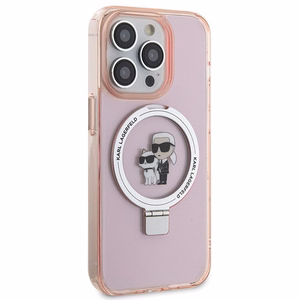 KARL LAGERFELD ümbris jaoks IPHONE 15 Pro comaptible with MagSafe KLHMP15LHMRSKCP (Ringstand KC) roosa