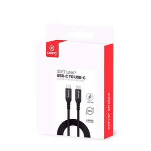 Crong Soft Link USB-C–USB-C kaabel, 2 m, 100 W PD, 5 A, must