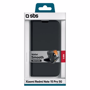 SBS Wallet Smooth avatav ümbris Xiaomi Redmi Note 15 Pro - must