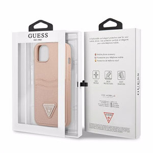 Guess GUHCP13SPSATPP iPhone 13 mini 5,4 "roosa / roosa hardcase SaffianoTriangle Logo Cardslot