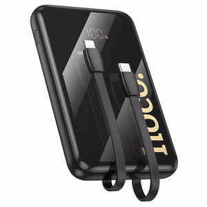 Akupank Hoco 10000 mAh QC PD 22,5W sisseehitatud kaablitega USB C + Lightning Q37 must