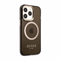 Guess kuldne Outline Translucent MagSafe ümbris jaoks iPhone 13 Pro Max - must