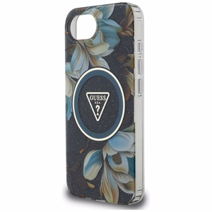 Guess IML Metal Glitter Flowers Triangle MagSafe ümbris jaoks iPhone 16e - must