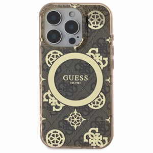 Guess IML Peony jaoks 4G Background MagSafe Ümbris jaoks iPhone 16 Pro - Brown