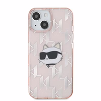 Karl Lagerfeld IML Choupette Head & Monogram ümbris jaoks iPhone 14 / 15 / 13 - roosa