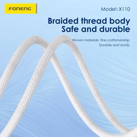 Foneng Kaabel X110 - Type C to Type C - PD 60W 3A 1,2 metres valge