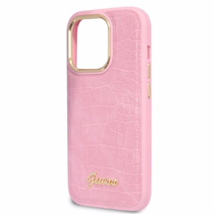 Guess Croco Collection ümbris jaoks iPhone 14 Pro - roosa