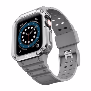 Protect Strap Ремешок для Apple Watch 38/40/41mm с бронированным чехлом - серый, серебряный
