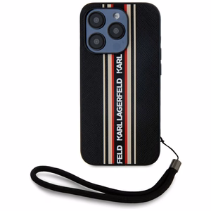 Karl Lagerfeld Saffiano Athleisure Stripes Cord iPhone 15 Pro Ümbris - Punane