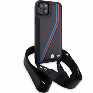 BMW M Edition Carbon Tricolor Lines & Strap ümbris jaoks iPhone 15 Plus / 14 Plus - must