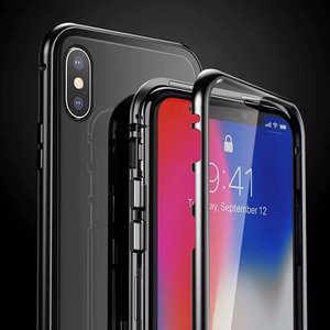 Wozinsky Full Magnetic Case Full Body Front and Back Cover with built-in glass for Vivo X60 black-transparent