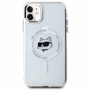Karl Lagerfeld IML Metal Choupette Head MagSafe iPhone 11 Ümbris - valge