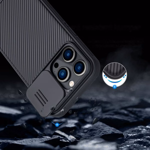 Nillkin CamShield Pro Case iPhone 14 Pro soomustatud kaitsekate Kaamera kaitse sinine