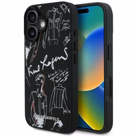 Karl Lagerfeld Grained Pattern & Logo MagSafe Ümbris for iPhone 16 - must