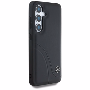 Mercedes Leather Curved Stitches Ümbris jaoks Samsung Galaxy S25 - must
