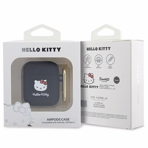 Hello Kitty Силиконовый 3D Kitty Head чехол для AirPods 1/2 - чёрный