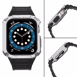 Protect Strap Ремешок для Apple Watch 38/40/41mm с бронированным чехлом - чёрный, серебряный