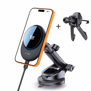 Tech-Protect V21 MagSafe Car Holder with 25W QI2.2 Inductive Charger for Cockpit/Windshield/Air Vent - Black