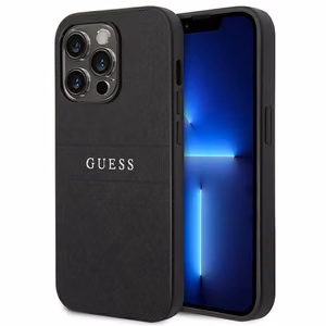 Guess Saffiano rihmaga ümbris iPhone 14 Pro jaoks - must