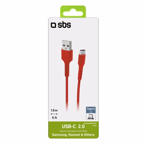 SBS TECABLEMICROC15R USB-A - USB-C Kaabel 1.5m - punane
