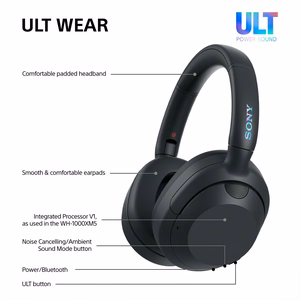 Sony ULT WEAR – juhtmevabad Bluetooth-kõrvaklapid ULT POWER SOUND, sügava bassi, mürasummutuse ja kuni 30 h akuga