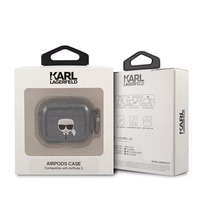 Karl Lagerfeld Glitter Karl's Head ümbris AirPods 3 jaoks - must
