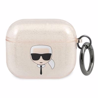 Karl Lagerfeld Glitter Karl's Head ümbris AirPods 3 jaoks - kuldne