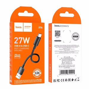 Кабель USB A - USB C Hoco PD 2,4A 27W 0,25 m X96 чёрный