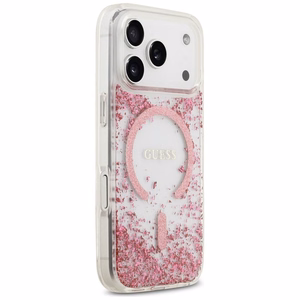 GUESS ümbris jaoks IPHONE 17 Pro compatible with MagSafe GUHMP17LRGRGEP (Resin Bottom Glitter) roosa