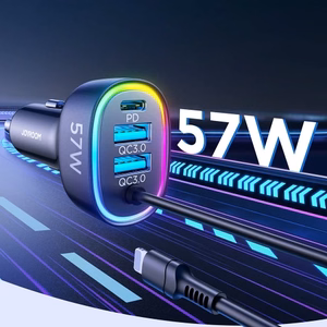 Autolaadija Joyroom "JR-CL20" must 57W (1xPD / 1xQC3,0 / LED valgustusega) + "Lightning" kaabel 160cm