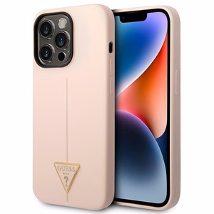 Guess GUHCP14XSLTGP Silicone Triangle ümbris seadmele iPhone 14 Pro Max 6.7", roosa