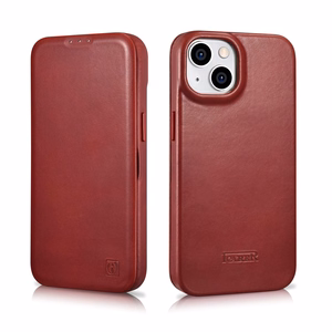 Чехол iCarer CE Oil Wax Premium Leather Folio для iPhone 14 Plus магнитный с откидной крышкой MagSafe красный