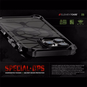 Element Special Ops X5 ümbris seadmele iPhone 14 Plus, Mil-Spec-kukkumiskaitsega, must ja suitsune