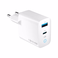 Forever TC-06-45AC GaN PD QC laadija 1x USB-C 1x USB 45W valge