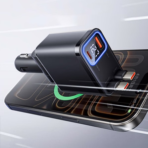 Orico Twin Reach 45W USB-A + USB-C autolaadija kahe sissetõmmatava USB-C kaabliga - must