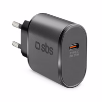 SBS TETR1CPD25 25W USB-C Wall Laadija koos Power Delivery - must